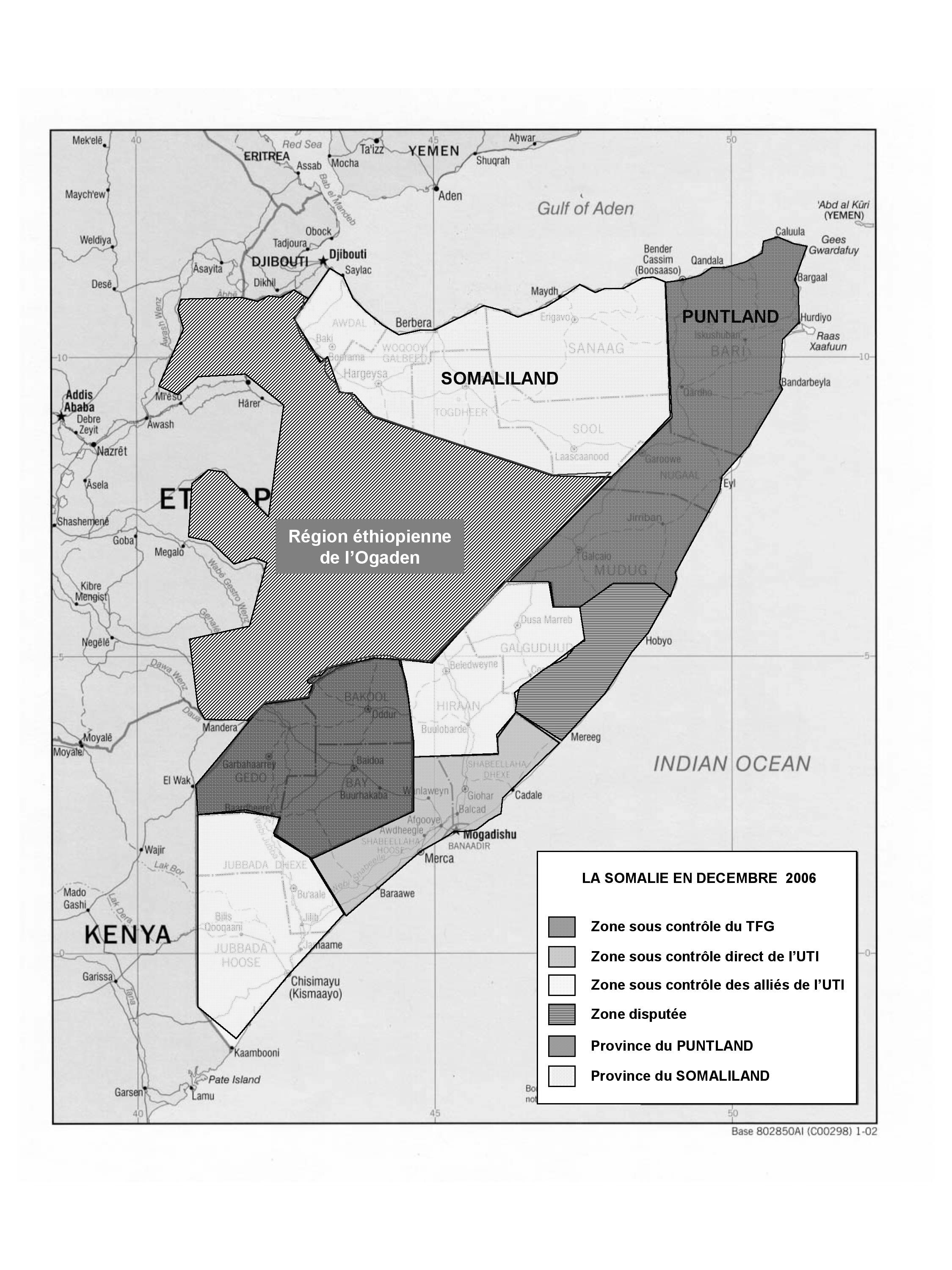 Carte de la Somalie divis&eacute;e